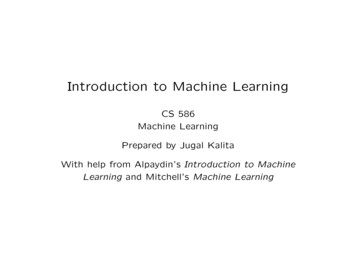 Introduction To Machine Learning - EAS Home