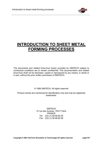 INTRODUCTION TO SHEET METAL FORMING PROCESSES