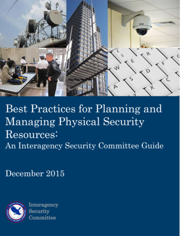 Best Practices For Planning And Managing Physical Security .