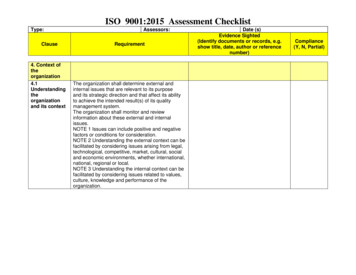 ISO 9001:2015 Assessment Checklist - QESP