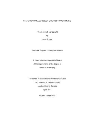 STATE CONTROLLED OBJECT ORIENTED PROGRAMMING (Thesis .
