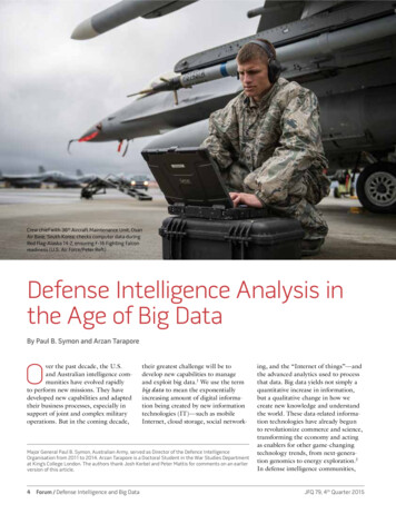 Defense Intelligence Analysis In The Age Of Big Data