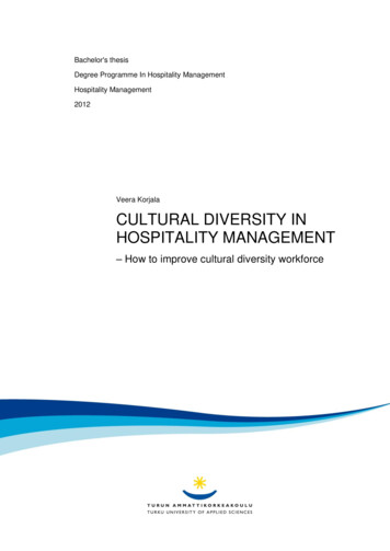 CULTURAL DIVERSITY IN HOSPITALITY MANAGEMENT