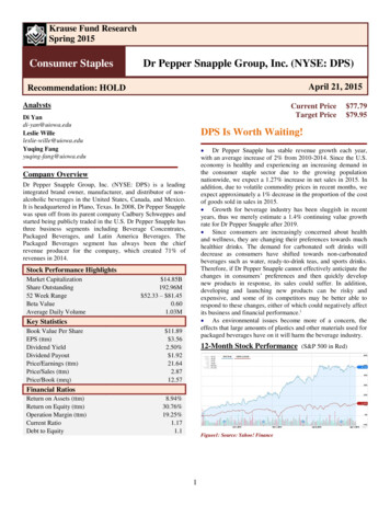 Consumer Staples Dr Pepper Snapple Group, Inc. (NYSE: DPS)