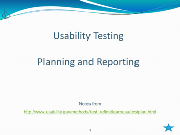 Usability Testing Planning And Reporting