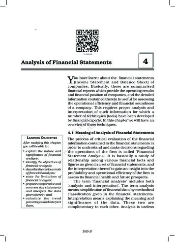 Analysis Of Financial Statements - NCERT