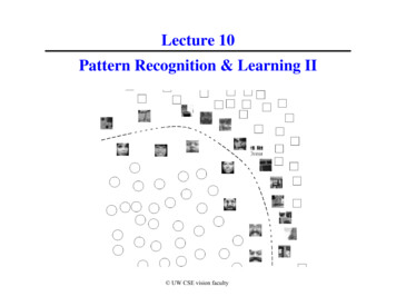 Lecture 10 Pattern Recognition & Learning II