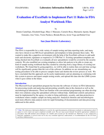 Evaluation Of ExcelSafe To Implement Part 11 Rules In FDA .