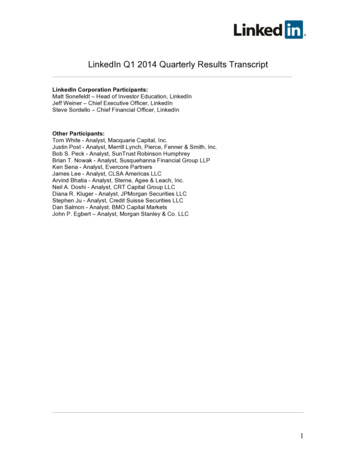 LinkedIn Q1 2014 Quarterly Results Transcript