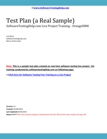 Test Plan (a Real Sample) - Software Testing Help