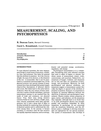 Chapter MEASUREMENT, SCALING, AND PSYCHOPHYSICS