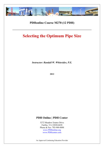 Selecting The Optimum Pipe Size - PDHonline 