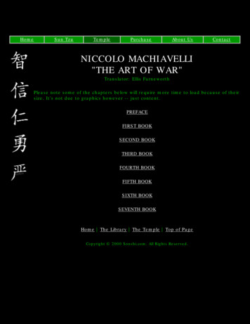 NICCOLO MACHIAVELLI THE ART OF WAR - YAMA-Dojo