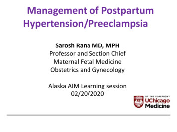 Management Of Postpartum Hypertension/Preeclampsia