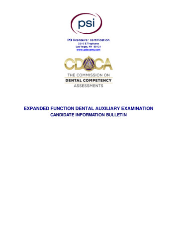 EXPANDED FUNCTION DENTAL AUXILIARY EXAMINATION