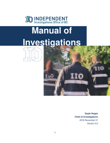 Manual Of Investigations - IIOBC