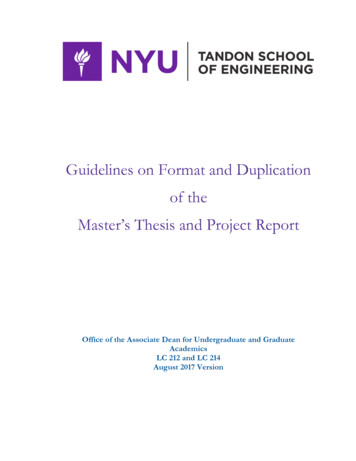 Master's Thesis And Project Report Guidelines Mar2016 Version