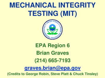 MECHANICAL INTEGRITY TESTING (MIT) - EPA