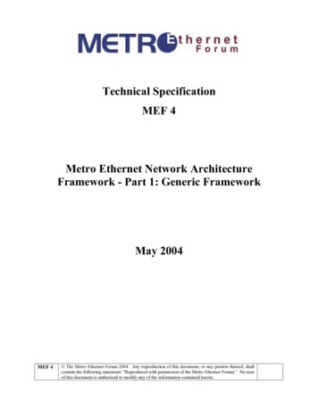 MEF Architecture Framework - Part 1: Generic Framework