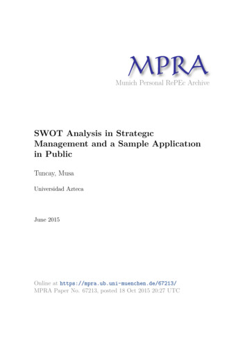 SWOT Analysis In Strategıc Management And A Sample .