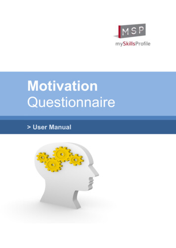 MQ Motivation Questionnaire User Manual - MySkillsProfile
