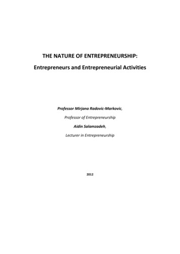 THE NATURE OF ENTREPRENEURSHIP: Entrepreneurs And .