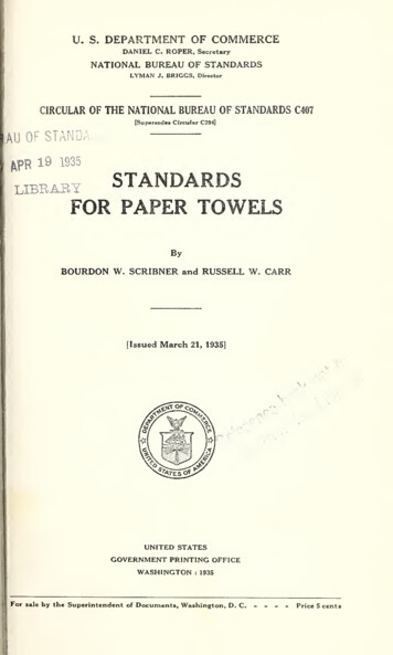 Libraky STANDARDS FOR PAPER TOWELS - NIST