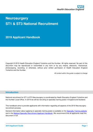 2019 Applicant Handbook - Yorksandhumberdeanery.nhs.uk
