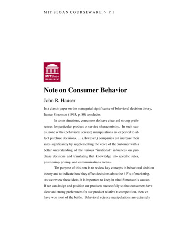 Note On Consumer Behavior - MIT