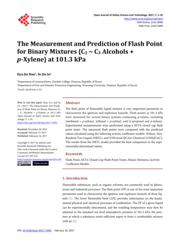 The Measurement And Prediction Of Flash Point For Binary .