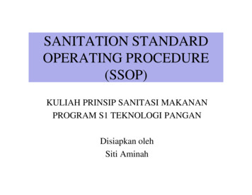 SANITATION STANDARD OPERATING PROCEDURE (SSOP)