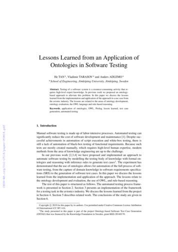 Lessons Learned From An Application Of Ontologies In .