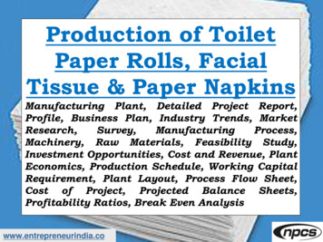 Production Of Toilet Paper Rolls, Facial Tissue & Paper .