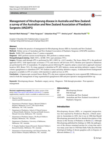 Management Of Hirschsprung Disease In Australia And New .