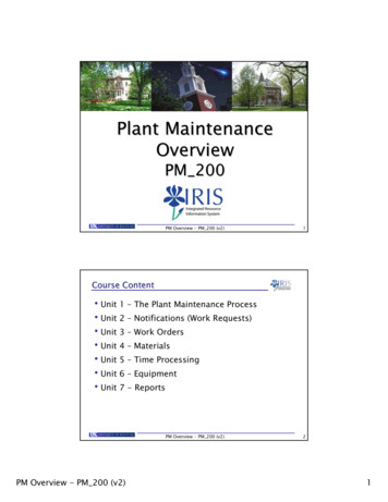 Plant Maintenance Overview