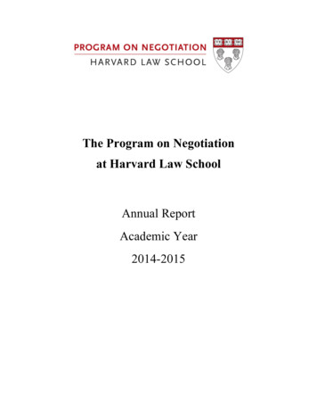 The Program On Negotiation At Harvard Law School