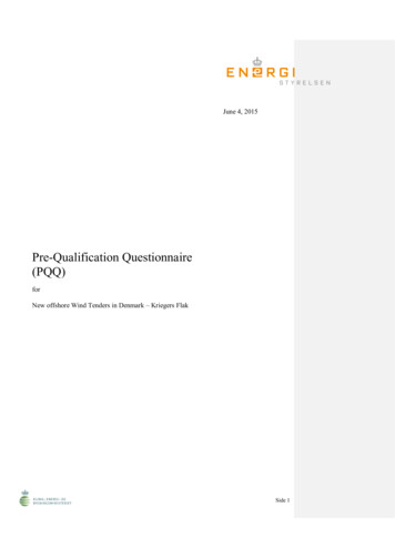 Pre-Qualification Questionnaire (PQQ)