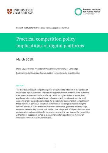 Practical Competition Policy Implications Of Digital Platforms
