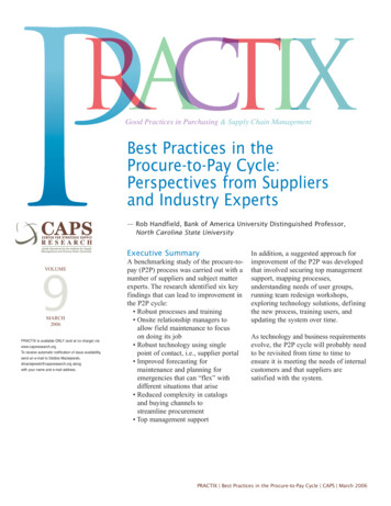 Best Practices In The Procure-to-Pay Cycle: Perspectives .