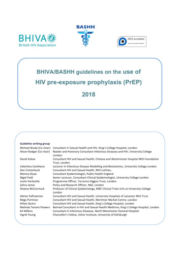 HIV Pre-exposure Prophylaxis (PrEP) 2018 - BASHH Guidelines