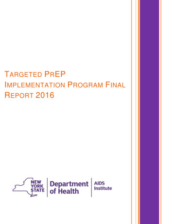Targeted PrEP Implementation Program Final Report 2016