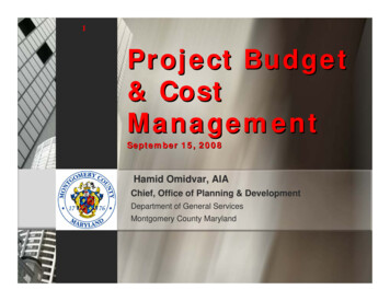1 Project Budget & Cost Management - Montgomery County, MD