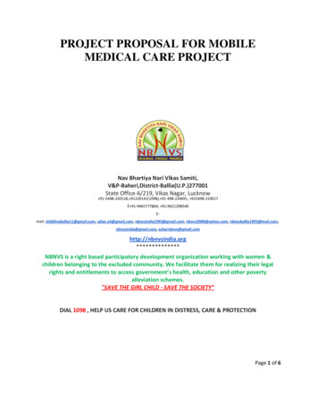 PROJECT PROPOSAL FOR MOBILE MEDICAL CARE PROJECT