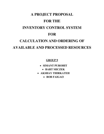 A PROJECT PROPOSAL FOR THE INVENTORY CONTROL SYSTEM 