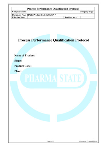 Process Performance Qualification Protocol