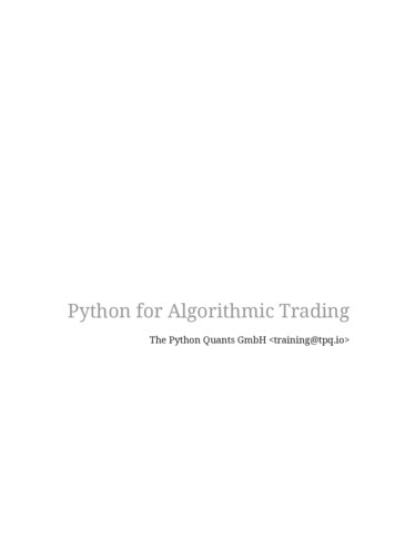 Python For Algorithmic Trading - Tpq.io