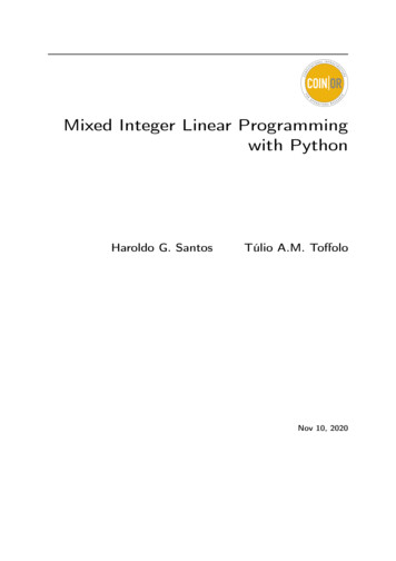 Mixed Integer Linear Programming With Python