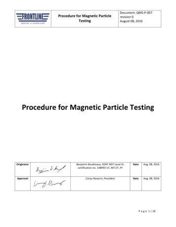 Procedure For Magnetic Particle Testing