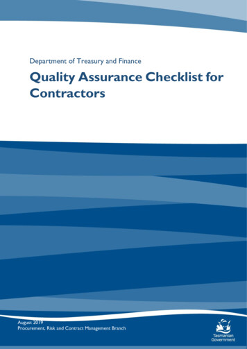Quality Assurance Checklist For Contractors