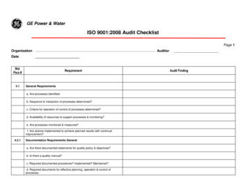 ISO 9001:2008 Audit Checklist - GE